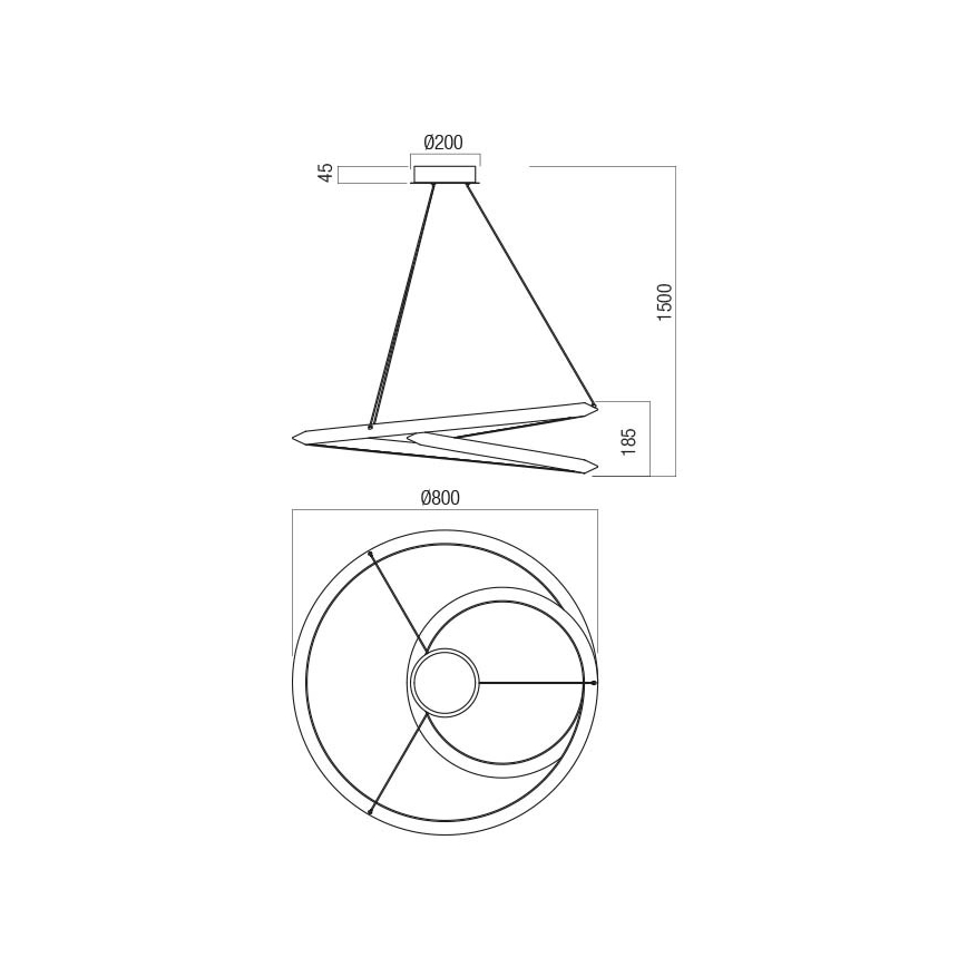 Redo 01-3376 - STORM LED dimmbare Seil-Pendelleuchte LED/60W/230V 3000/4000/6000K CRI 90 Ø 80 cm weiß