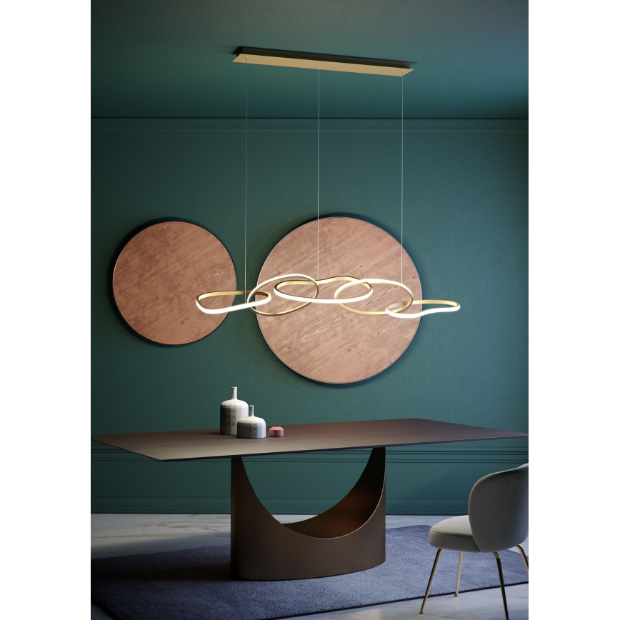 Redo 01-3392 - Dimmbare LED-Pendelleuchte BIAS mit Kabelaufhängung LED/120W/230V 3000/4500/6500K CRI 90 goldfarben