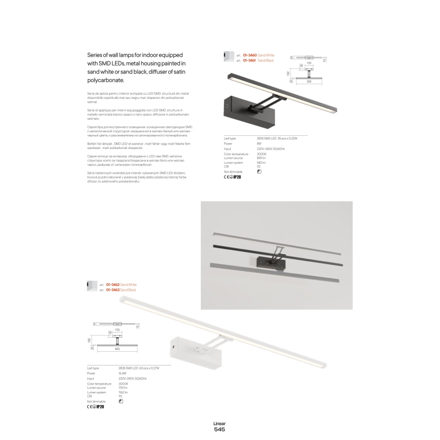 Redo 01-3460 - LED-Bilderleuchte LINEAR LED/8W/230V 35 cm CRI 92 weiß