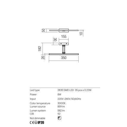 Redo 01-3460 - LED-Bilderleuchte LINEAR LED/8W/230V 35 cm CRI 92 weiß