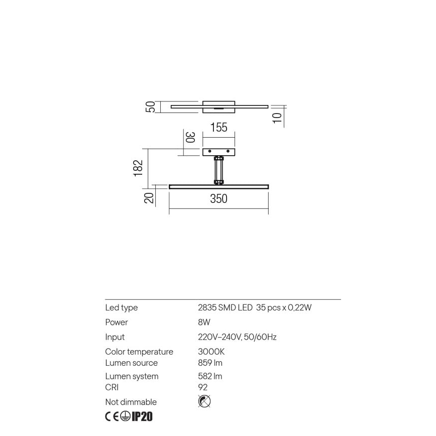Redo 01-3460 - LED-Bilderleuchte LINEAR LED/8W/230V 35 cm CRI 92 weiß
