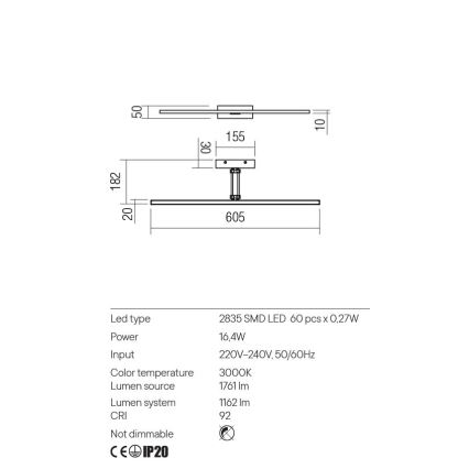 Redo 01-3462 - LED-Bilderleuchte LINEAR LED/8W/230V 60,5 cm CRI 92 weiß