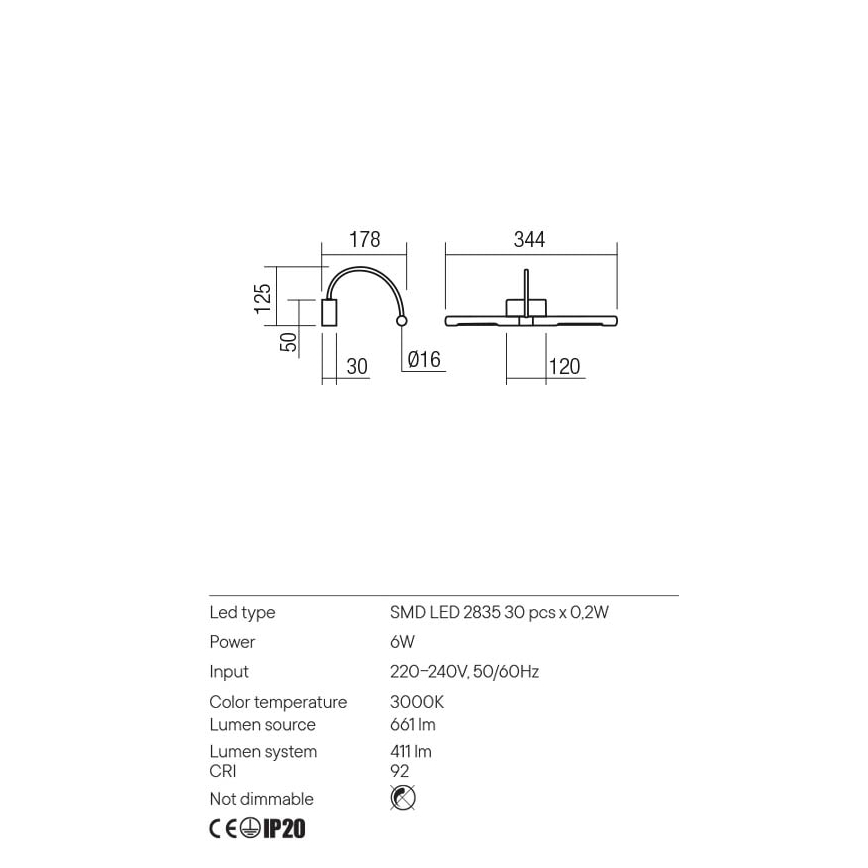 Redo 01-3464 - LED-Bilderleuchte KENDO LED/6W/230V 34,4 cm CRI 92 weiß