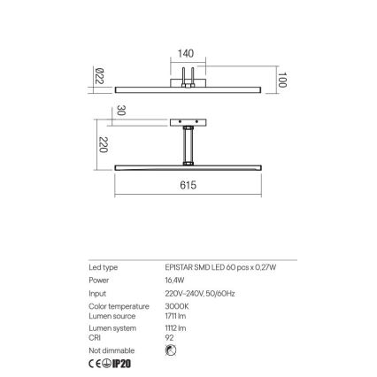 Redo 01-3471 - LED-Bilderleuchte IKON LED/16,4W/230V 61,5 cm CRI 92 schwarz