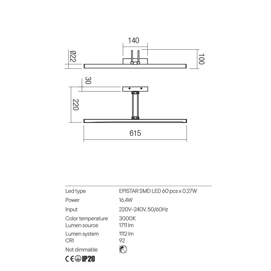 Redo 01-3471 - LED-Bilderleuchte IKON LED/16,4W/230V 61,5 cm CRI 92 schwarz