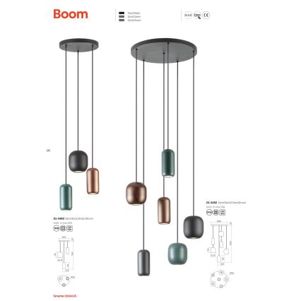 Redo 01-3480 - Hängeleuchte BOOM 3xGU10/10W/230V d 33 cm schwarz/grün/braun