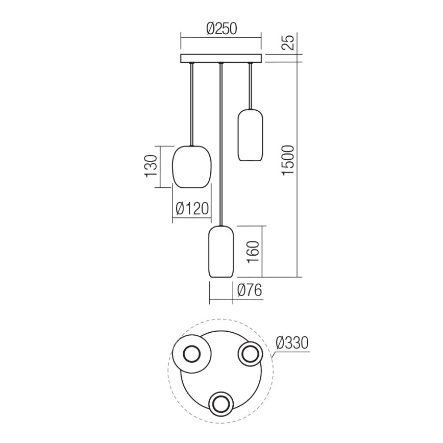 Redo 01-3480 - Hängeleuchte BOOM 3xGU10/10W/230V d 33 cm schwarz/grün/braun