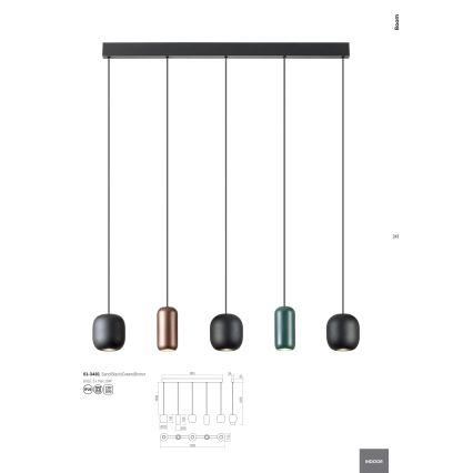 Redo 01-3481 - Hängeleuchte BOOM 5xGU10/10W/230V schwarz/grün/braun