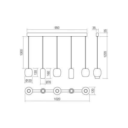 Redo 01-3481 - Hängeleuchte BOOM 5xGU10/10W/230V schwarz/grün/braun