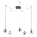 Redo 01-3487 - dimmbare LED-Pendelleuchte an Kabel KHADI 5xLED/5,2W/230V CRI 90 Spider schwarz/rauchfarben