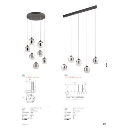 Redo 01-3489 - Dimmbare LED-Pendelleuchte an Kabel KHADI 7×LED/5W/230V Ra 90 Ø 52 cm schwarz/rauchfarben
