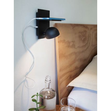 Redo 01-3491 - LED-Wandstrahler SEIBI LED/7W/230V USB CRI 90 schwarz