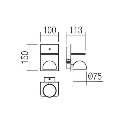 Redo 01-3491 - LED-Wandstrahler SEIBI LED/7W/230V USB CRI 90 schwarz
