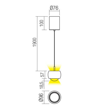 Redo 01-3546 - LED-Hängeleuchte AVES LED/12W/230V d 9,6 cm CRI 90 weiß