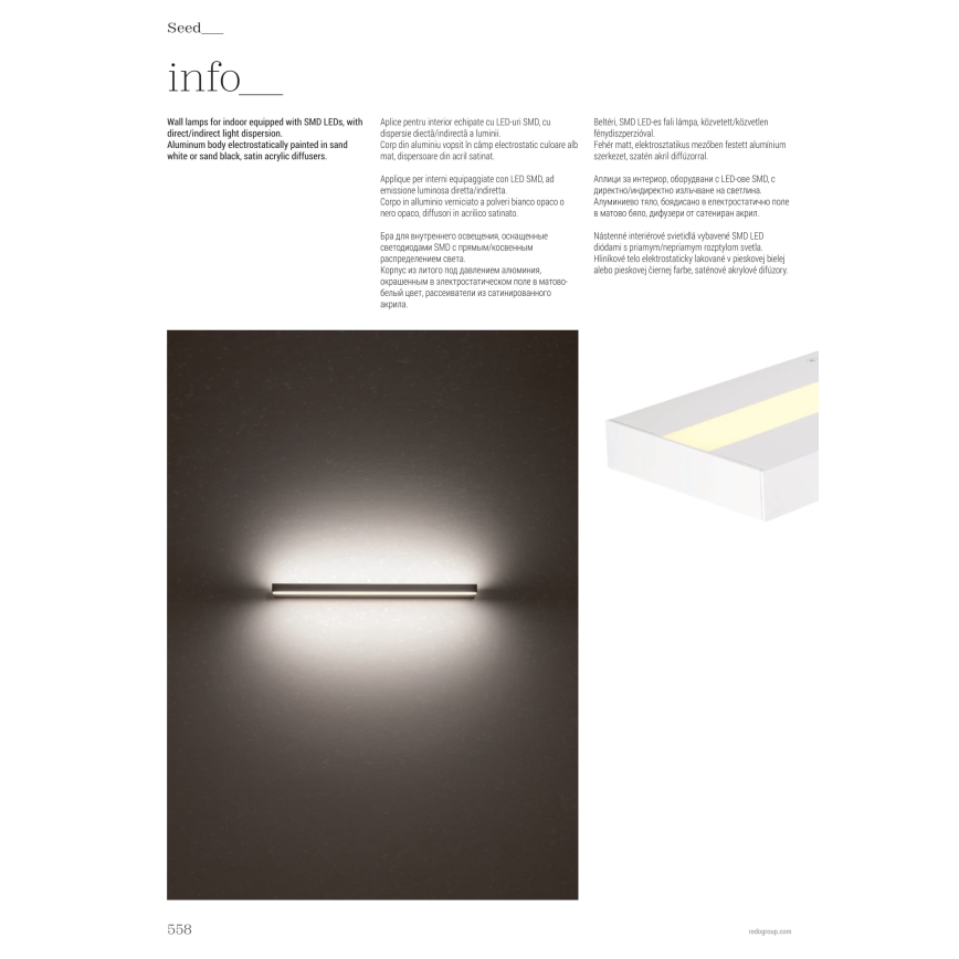 Redo 01-3552 - LED-Wandleuchte SEED LED/15W/230V weiß