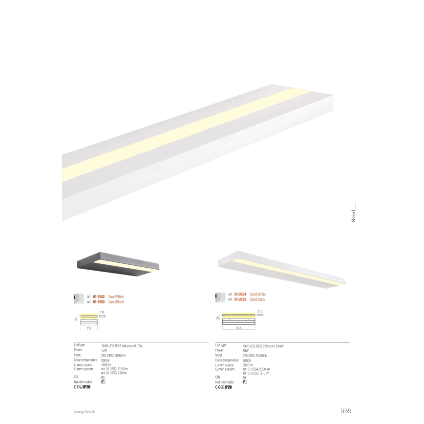 Redo 01-3553 - LED-Wandleuchte SEED LED/15W/230V schwarz