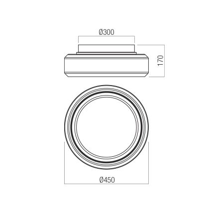 Redo 01-3590 - LED-Deckenleuchte SOLERA LED/36W/230V d 45 cm CRI 93 3000/4000K grau