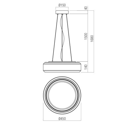 Redo 01-3592 - LED-Hängeleuchte SOLERA LED/36W/230V d 45 cm CRI 93 3000/4000K grau