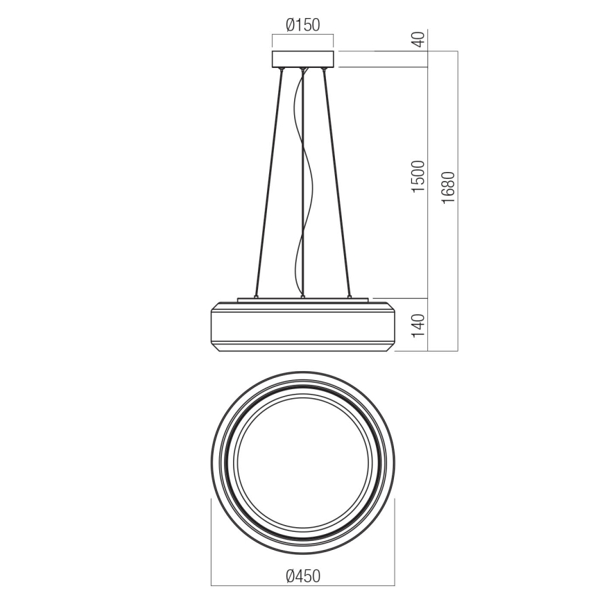 Redo 01-3592 - LED-Hängeleuchte SOLERA LED/36W/230V d 45 cm CRI 93 3000/4000K grau