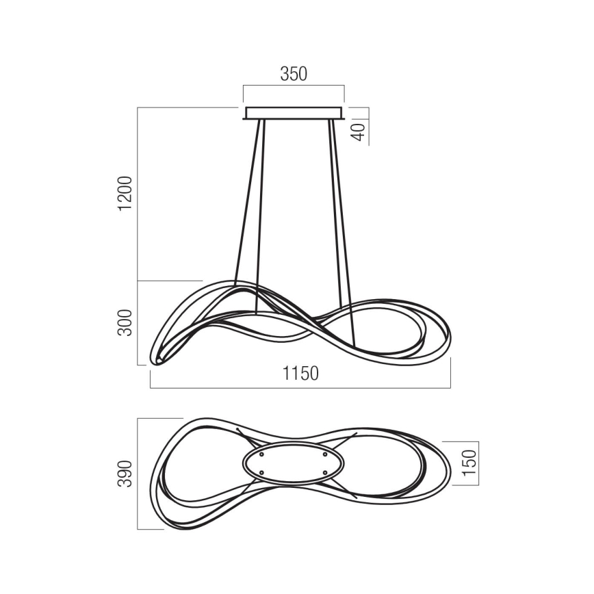 Redo 01-3598 - dimmbare LED-Pendelleuchte an Kabel TEMPEST LED/58W/230V, goldfarben