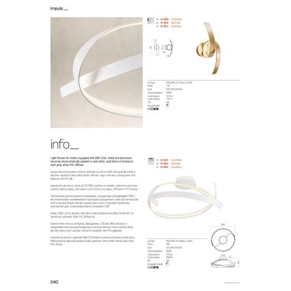 Redo 01-3613 - Dimmbare LED-Deckenleuchte IMPULS LED/34W/230V Ø 60 cm goldfarben