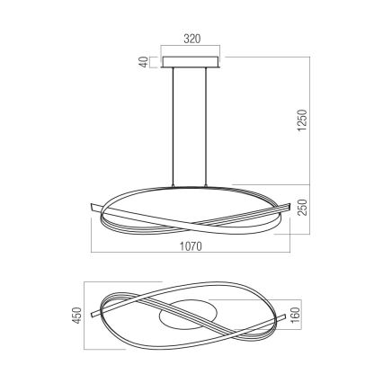 Redo 01-3617 - LED-dimmbare Hängeleuchte an Kabel IMPULS LED/38W/230V schwarz