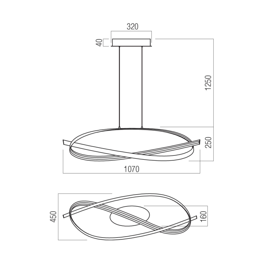 Redo 01-3617 - LED-dimmbare Hängeleuchte an Kabel IMPULS LED/38W/230V schwarz