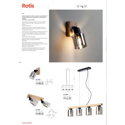 Redo 01-3986 - Hängeleuchte ROTIS 4xE27/15W/230V
