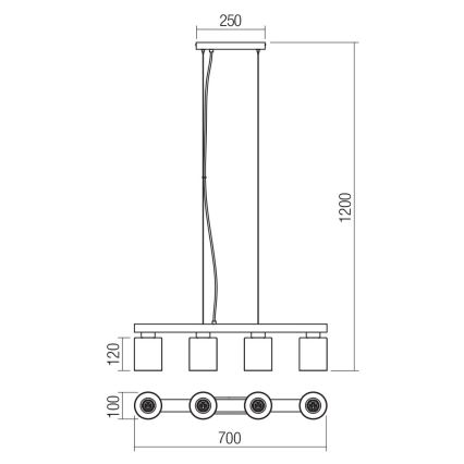 Redo 01-3986 - Hängeleuchte ROTIS 4xE27/15W/230V