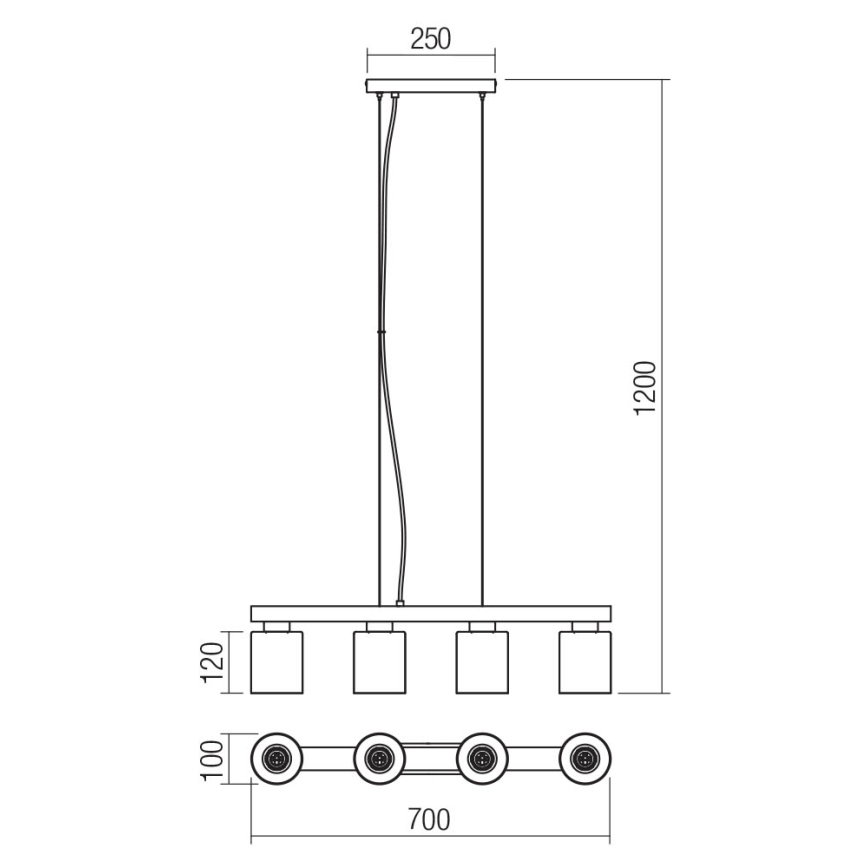 Redo 01-3986 - Hängeleuchte ROTIS 4xE27/15W/230V