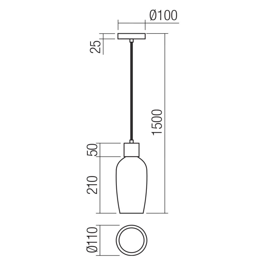 Redo 01-4044 - Hängeleuchte ATLANTIS 1xE27/42W/230V d 11 cm schwarz