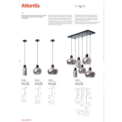 Redo 01-4045 - Hängeleuchte ATLANTIS 1xE27/42W/230V d 20 cm schwarz