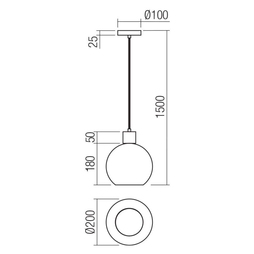 Redo 01-4045 - Hängeleuchte ATLANTIS 1xE27/42W/230V d 20 cm schwarz