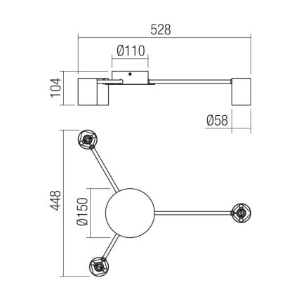 Redo 01-4049 - Strahler NOA 3xGU10/10W/230V golden