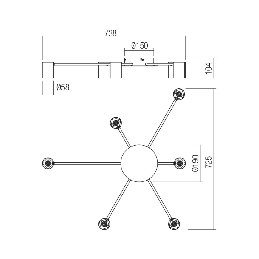 Redo 01-4052 - Strahler NOA 6xGU10/10W/230V schwarz