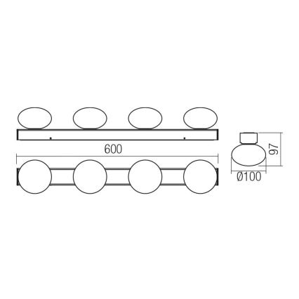 Redo 01-4309 - LED Badezimmer-Deckenleuchte OVUM 4xLED/5W/230V 3000/4000K CRI 90 IP44 weiß/glänzender Chrom