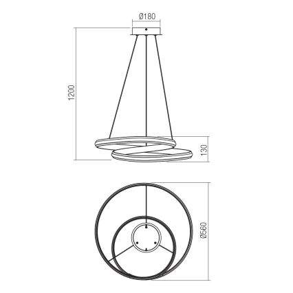 Redo 01-4360 - Dimmbare LED-Pendelleuchte mit Seilaufhängung TORSION LED/40W/230V 2700/3000/4000K CRI 90 Ø 56 cm weiß
