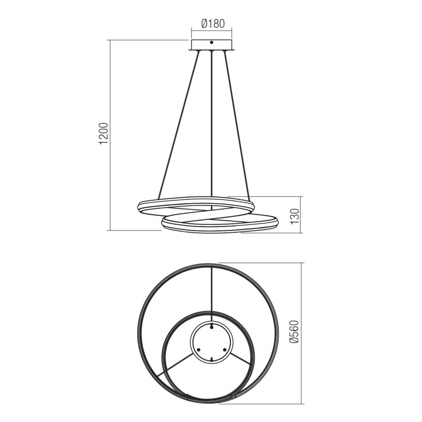 Redo 01-4360 - Dimmbare LED-Pendelleuchte mit Seilaufhängung TORSION LED/40W/230V 2700/3000/4000K CRI 90 Ø 56 cm weiß