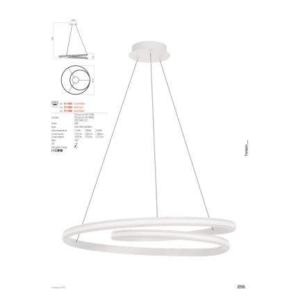 Redo 01-4365 - dimmbare, seilabhängige LED-Pendelleuchte TORSION LED/60W/230V 2700/3000/4000K CRI 90 Ø 75,2 cm schwarz
