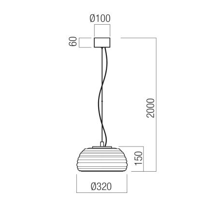 Redo 01-4540 - Dimmbare LED-Pendelleuchte mit Kabelaufhängung ONDULA LED/12W/230V 2700K/3000K CRI 90 Durchmesser 32 cm Beige/Rauchfarben