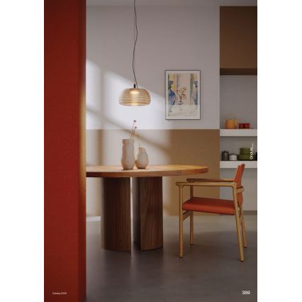 Redo 01-4542 - Dimmbare LED-Pendelleuchte an Stahlseil ONDULA LED/16W/230V 2700K/3000K CRI 90 Ø 41 cm beige/rauchfarben