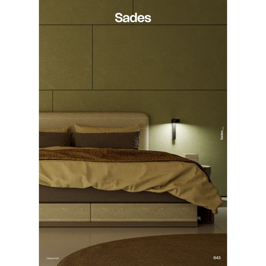 Redo 01-4643 - LED-Wandleuchte SADES LED/6W/230V CRI 90 USB schwarz