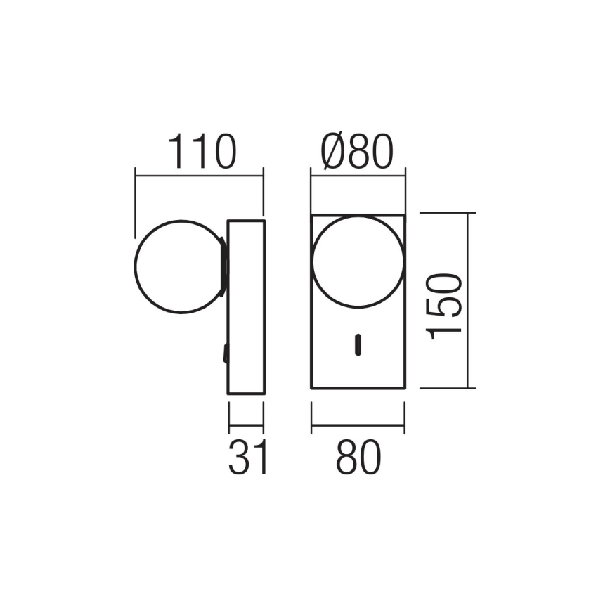Redo 01-4658 - LED-Wandleuchte NORMA LED/5W/230V CRI 90 USB weiß/bronzefarben