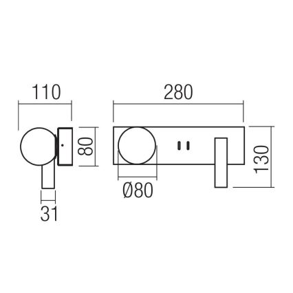 Redo 01-4660 - LED-Wandleuchte NORMA LED/5W/230V + LED/3W CRI 90 USB weiß