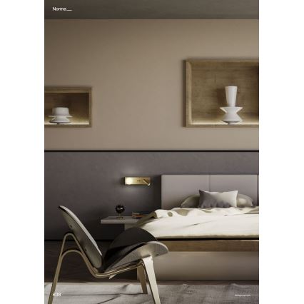 Redo 01-4661 - LED-Wandleuchte NORMA LED/5W/230V + LED/3W CRI 90 USB weiß/gold