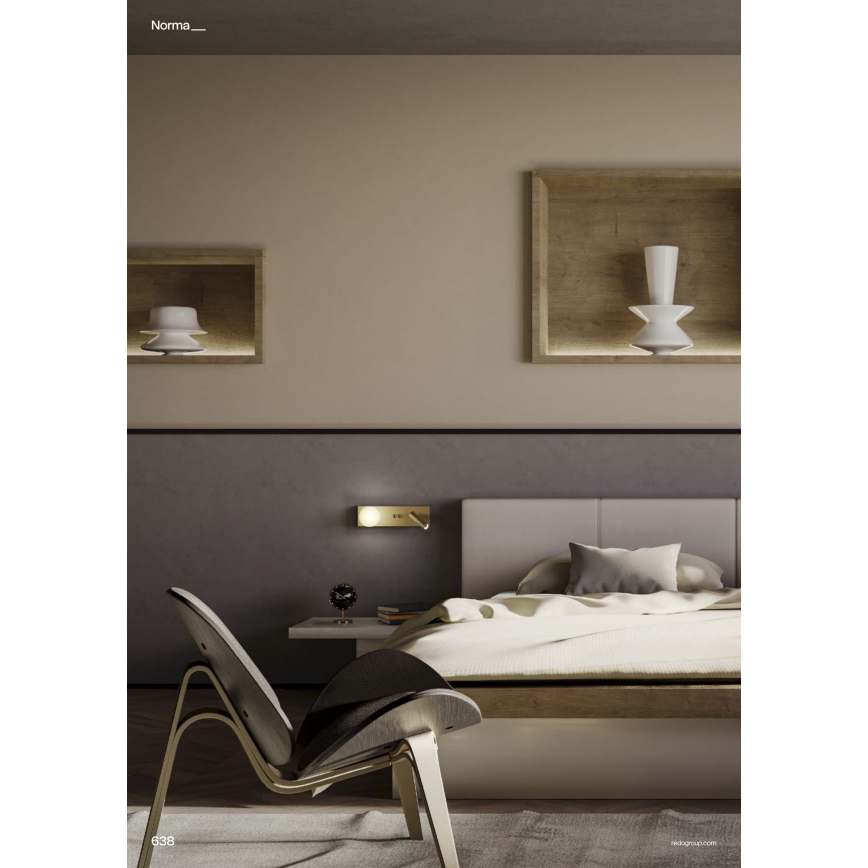 Redo 01-4661 - LED-Wandleuchte NORMA LED/5W/230V + LED/3W CRI 90 USB weiß/gold