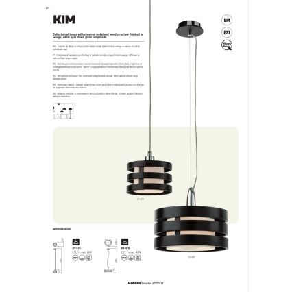 Redo 01-627 - Pendelleuchte an Stange KIM 4xE14/28W/230V glänzender Chrom/schwarz