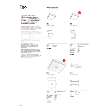 Redo 01-703 - Badezimmer-Wandleuchte EGO, 2x E14/28W/230V, 36 cm, IP44, Hochglanz-Chrom