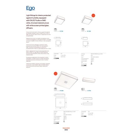 Redo 01-704 - Deckenleuchte für Badezimmer EGO 1xE27/52W/230V 18x18 cm IP44