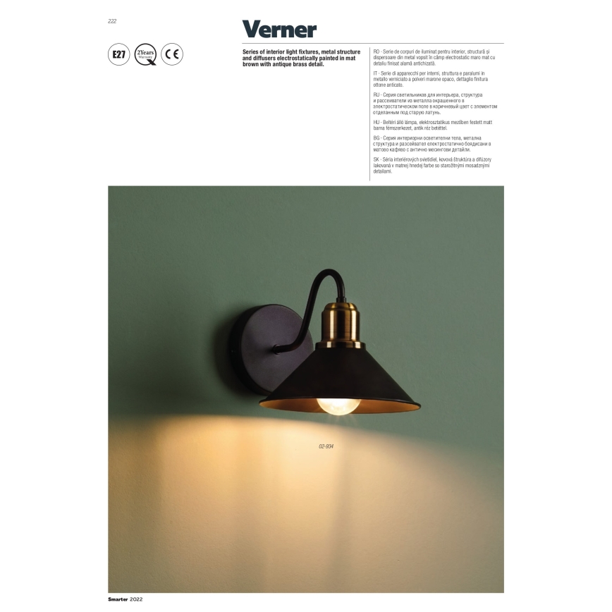 Redo 02-934 - Wandbeleuchtung VERNER 1xE27/42W/230V